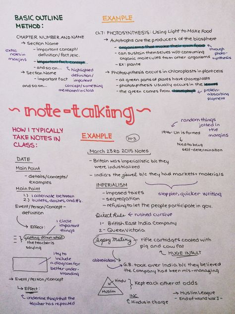 cw0630: “How I write outlines/take notes, for those of you that were asking :) ” College Note Taking, School Organisation, Studera Motivation, Studying Tips, Note Taking Tips, College Notes, High School Survival, High School Hacks, School Organization Notes