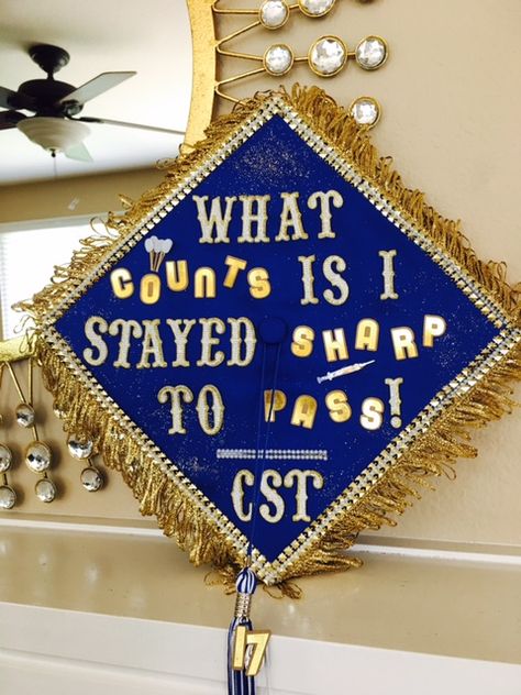 Surgical Technologist Graduation Cap 2017 Scrub Tech Graduation Cap, Surgical Tech Cap Decoration, Surg Tech Grad Cap, Cst Graduation Cap Ideas, Surgical Tech Graduation Cap, Surgical Tech Graduation Pictures, Surgical Tech Graduation, Tech Graduation Cap, Surgery Inspiration