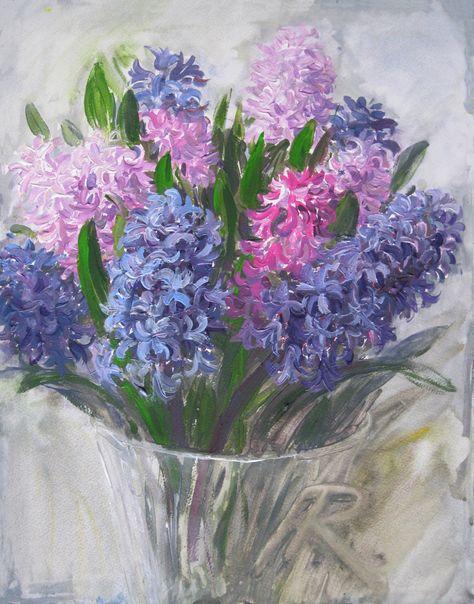 Sketch Hyacinths (2013)  ©Asta Rudminaite 2013 Painting Hyacinth, Hyacinth Painting, Fruits Composition, Nature Witch, Composition Painting, Acrylic Painting Flowers, Bed Design Modern, Wonderful Flowers, Nature Art Painting