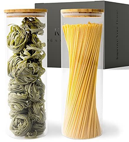 Pasta Jars, Noodle Storage, Glass Containers With Lids, Cereal Storage, Glass Storage Containers, Glass Storage Jars, Lid Storage, Spaghetti Pasta, Container Set