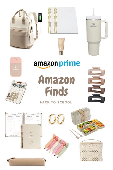 Amazon free trial, Amazon finds, Amazon must haves, back to school, Prime, Free, that girl, routine, motivation, items, health, lifestyle, university, school, semester, fall, begin, aesthetic, beige, lunchbox, planner, calculator, hair claw, bento box, highlighter, pastel, pencil case, backpack, Stanley cup, Wishlist College Must Haves From Amazon, Amazon University Must Haves, Amazon Must Haves College Student, Amazon Journaling Must Haves, School Items Aesthetic, Amazon School Finds, Back To School Amazon Finds, Neutral School Supplies, Amazon School Must Haves