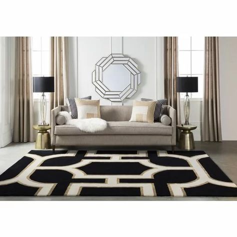 Tan Rug, Bedroom Area Rug, Beige Area Rug, Transitional Rugs, Black Area Rugs, Neutral Rugs, Black Rug, Abstract Rug, Velvet Pillows