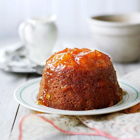 Steamed Pudding Recipe, Rhubarb Pudding, Steamed Pudding, British Pudding, British Desserts, Toffee Pudding, Bread And Butter Pudding, Delicious Magazine, Pudding Recipes