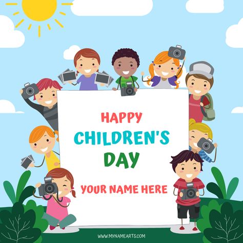 Happy Children's Day Greeting With Name - MyNameArts Ivf Success, Ivf Clinic, Happy Children, Happy Children's Day, Children's Day, E Card, Child Day, Happy Thoughts, Joy And Happiness