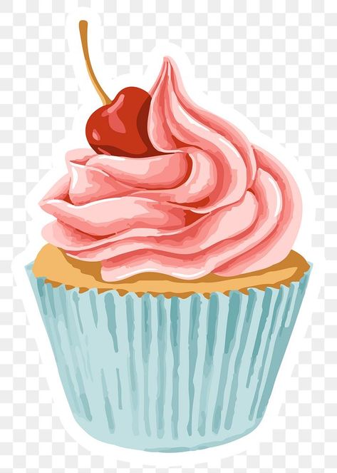 Cupcake Clipart Cute, Cupcake Pictures Image, Sticker Overlay, Cherry Sticker, Cupcake Png, Cupcake Painting, Cartoon Cupcakes, Cupcake Clipart, Cupcake Illustration