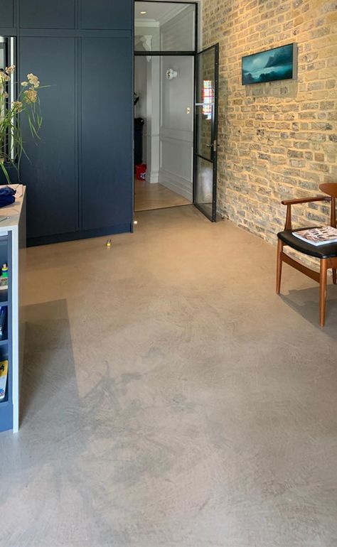 Wimbledon - The Micro Cement Company Micro Cement Kitchen Floor, Micro Cement Floor, Cement Kitchen Floor, Cement Kitchen, Micro Concrete, Micro Cement, Hall Flooring, Floor Renovation, Basement Floor