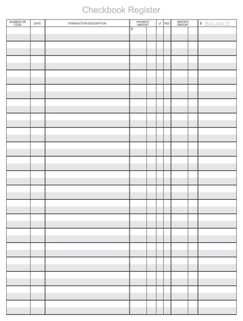 Diy Checkbook Register, Free Printable Checkbook Register, Printable Check Register Templates, Bank Register Free Printable, Check Register Free Printable Templates, Check Book Register Printable Free, Check Register Free Printable Large Print, Blank Check Template Free Printables, Checkbook Register Printable Free