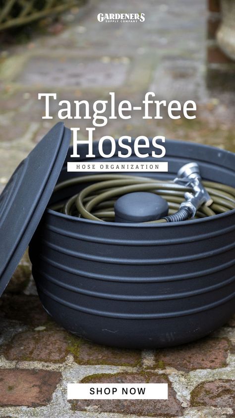 Modern Hose Holder, Hose Bib Ideas, Hose Pot Diy, Rv Water Hose Storage Ideas, Outdoor Hose Storage Ideas, Hose Pot With Lid, Water Hose Storage Ideas, Water Hose Holder Ideas, Diy Hose Holder Ideas