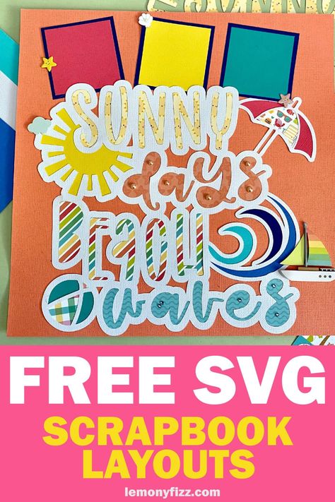 Scrapbook Overlay, Free Cricut, Cricut Free, Beach Themed, Cricut Explore, Scrapbook Layouts, Beach Themes, Free Svg, Silhouette Cameo