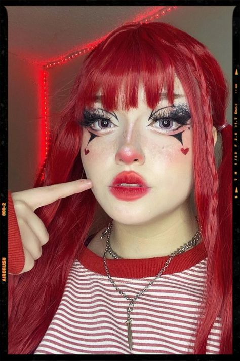 E-Girl Makeup Looks Inspiration Red Egirl Make Up, Red Egirl, Egirl Make Up, Gal Makeup, Contour Nose, Makeup Egirl, E Girl Makeup, Egirl Makeup, App Filter