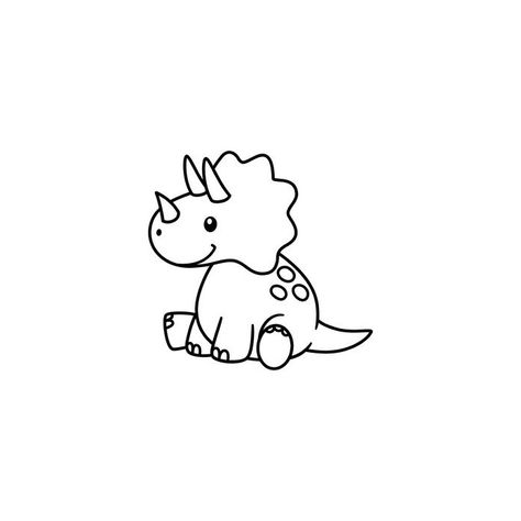 Dinosaur Line Art, Triceratops Tattoo, Easy Dinosaur Drawing, Cute Dinosaur Cartoon, Cute Triceratops, Dinosaur Tattoos, Dinosaur Drawing, Baby Shower Bbq, Disney Art Drawings