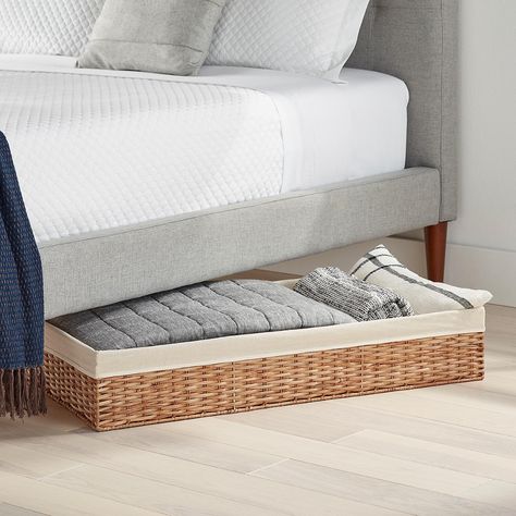 Rattan Montauk Long Storage Bin | The Container Store Under Bench Storage, Closet Boxes, Clear Shoe Boxes, House In The Hamptons, Under Bed Storage Containers, Closet Storage Bins, Boy’s Room, Online Closet, The Container Store