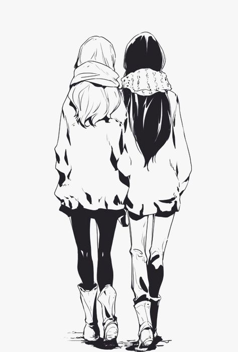 -0n0- totally missing my friend because this would be her and I taking walks. Best Friend Drawings, Bff Drawings, Drawings Of Friends, Bff Pictures, Arte Fantasy, Two Girls, Anime Best Friends, Best Friends Forever, Art Watercolor