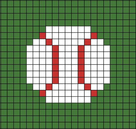 A small pixel art template of the white and red ball from Baseball. Baseball Perler Beads, Perler Beads Sports, Baseball Pixel Art, Perler Bead Baseball, Sports Pixel Art, Safety Pin Jewelry Patterns, Melty Bead Designs, Pixel Quilting, Crochet Dinosaur Patterns