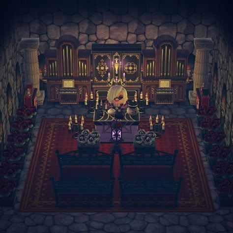 Acnh Church, Vampire Lair, Animal Crossing Movie, Vampire Room, Vampire House, Creepy Animals, Motif Acnl, Witch Room, Animal Crossing Memes