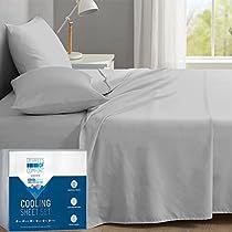 Cooling Sheets, Full Size Bed, Warm Weather, Moisture Wicking, Light Grey, Bed