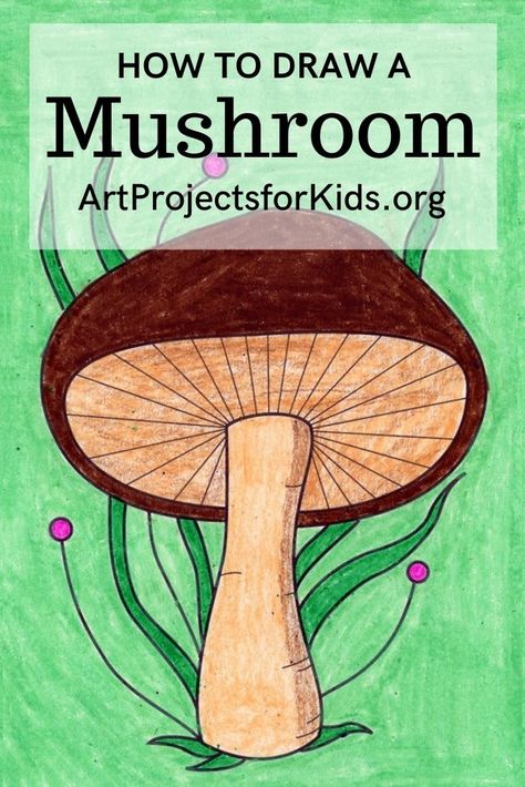 Learn how to draw a mushroom with an easy step-by-step PDF tutorial. Drawing Mushrooms Easy, How To Draw A Mushroom Step By Step, Draw Mushrooms, Draw A Mushroom, Mushroom Tutorial, Mushroom Birthday, Mushroom Coloring, Homeschool Art Projects, Orca Art