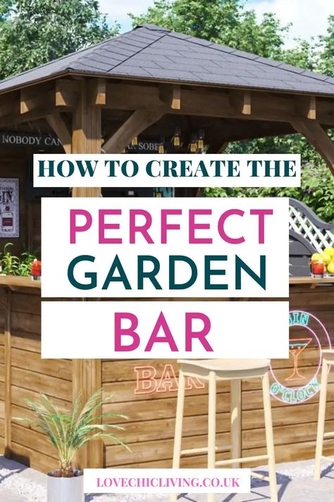 Looking for design ideas for your outdoor bar? We've got lots of tips around garden bar decor, small bars, counter ideas and using bar stools for seating. Check out our full post for more detail. Small Outdoor Bar Ideas Backyards, Small Garden Bar Ideas, Small Outdoor Bar Ideas, Outdoor Bar Ideas Backyards, Corner Bar Ideas, Garden Entertaining, Garden Bar Decor, Gazebo Bar, Garden Bar Ideas