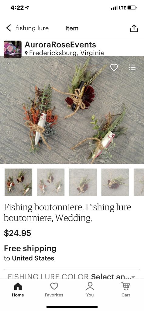 Fishing Lure Boutonniere, Fishing Boutonniere, Fishing Wedding, October Wedding, Boutonniere, Fishing Lures, Our Wedding, Wedding Ideas, Fishing