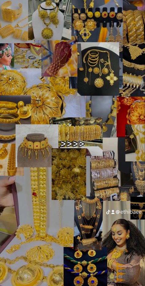 Habesha Gold, Sudan Culture, Habesha Jewelry, Ethiopian Culture, Ethiopian Jewelry, Unique Gold Jewelry Designs, Ethiopian Dress, Habesha Kemis, Culture Clothing