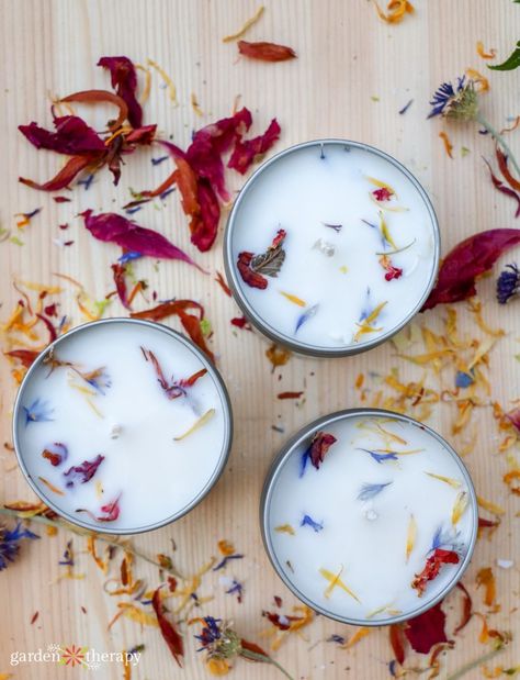 Diy Soy Candles With Dried Flowers, Homemade Pressed Flower Candles, Tea Infused Candles, Dried Flower Taper Candles, Making Candles With Dried Flowers, Adding Dried Flowers To Candles Diy, Adding Flowers To Candles, Flower Petal Candles, Candles Dried Flowers