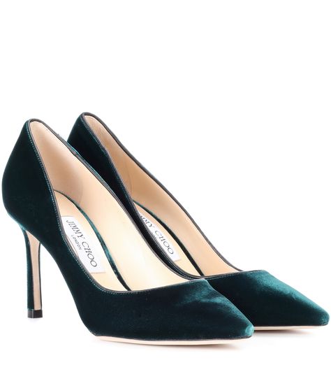 Romy 85 green velvet pumps Green Velvet Shoes, Jimmy Choo Romy 85, Green Pumps, Jimmy Choo Romy, Jimmy Choo Pumps, Velvet Pumps, Mid Heel Shoes, Shoes Green, Mid Heels Pumps