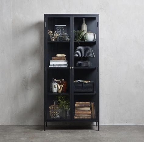 Black Glass Cabinet, Display Cabinet Modern, Steel Storage Cabinets, Luxury Storage, Glass Panel Door, Glass Cabinets Display, Tempered Glass Door, Barker And Stonehouse, Metal Cabinet