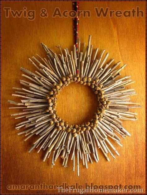 Twig Wreath Ideas, Acorn Wreath, Twig Crafts, Twig Art, Acorn Crafts, Deco Nature, Twig Wreath, Diy Wreaths, Driftwood Crafts