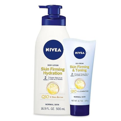 Amazon.com : Nivea Skin Firming Body Lotion Variety Pack with 16.9 Fl Oz Hydrating Body Lotion and 6.7 Oz Skin Firming Gel Cream : Beauty & Personal Care Nivea Skin Care Products, Nivea Products, Firming Body Lotion, Hydrating Body Lotion, Firmer Skin, Tighten Skin, Cream Body, Pump Bottle, Normal Skin