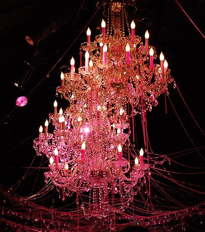 Pink Chandelier Aesthetic, Pink Chandeliers, Last Night Was Amazing, Girls Room Chandelier, Romantic Chandelier, Beautiful Chandeliers, The Afterparty, Pink Chandelier, Pink Lamp