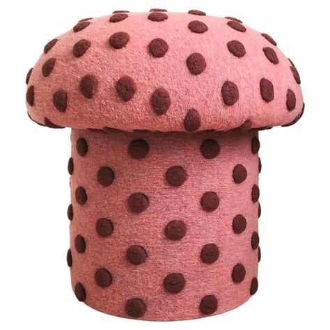 Mushroom Ottoman in Wool Pink Dot For Sale at 1stDibs Mushroom Ottoman, Occasional Seating, Pink Dot, Modern Ottoman, Ottoman Pouf, American Modern, Pouf Ottoman, Room Diy, Diy Room Decor