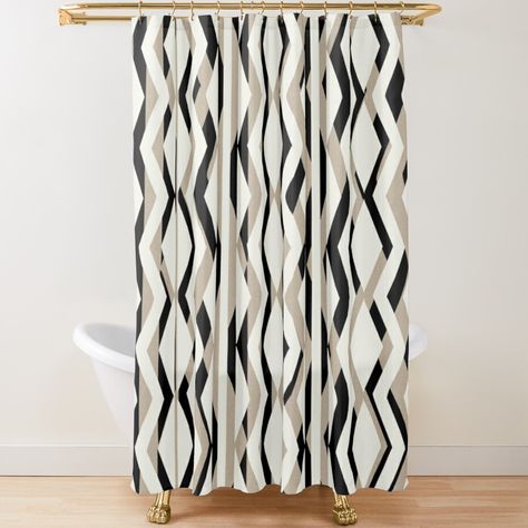 Bathroom Accessories Design, Fall Bathroom, Kitchen Design Plans, Pattern Shower Curtain, Patterned Shower Curtain, White Colors, Cream Beige, Fabric Shower Curtains, Curtains For Sale