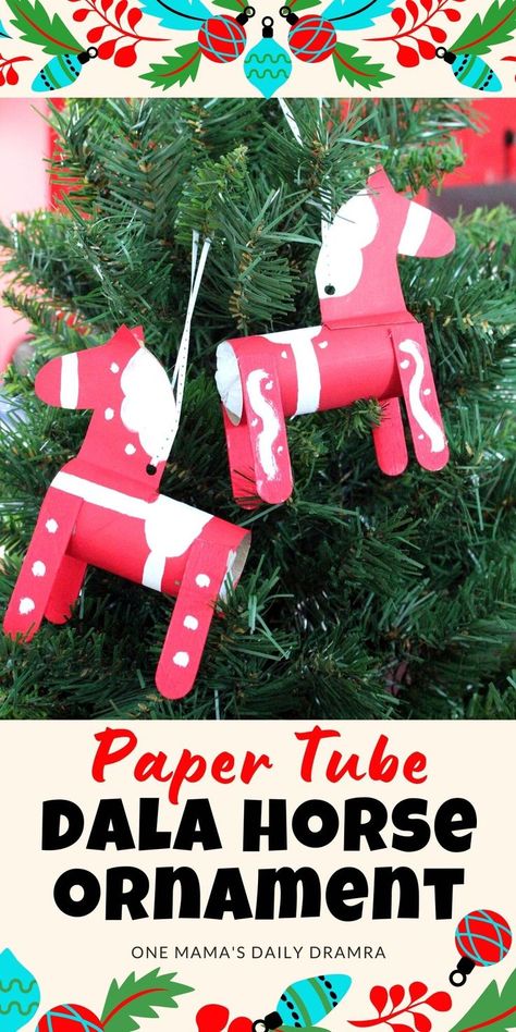 Kids will love this cute DIY Swedish horse craft! Make a dala horse ornament to decorate your tree or fill it with candy for a Christmas craft that kids and adults will enjoy. Tutorial with video at OneMamasDailyDrama.com. Sweden Christmas Crafts For Kids, Christmas In Sweden Crafts For Kids, Horse Ornaments Diy, Around The World Crafts For Kids, Waldorf Christmas, Daily Drama, Swedish Horse, Sweden Christmas, Christmas Ornament Diy