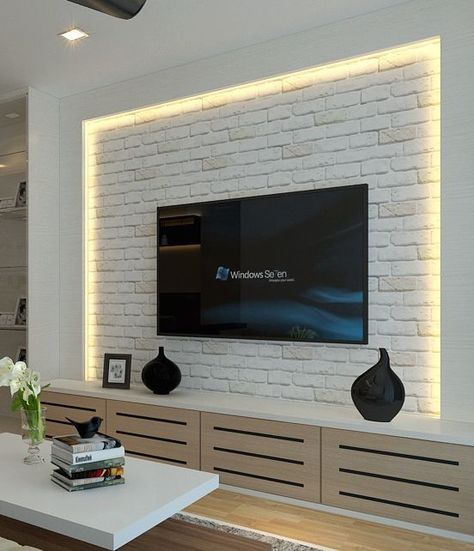 64 BEST TV WALL DESIGNS AND IDEAS Page 20 of 64 | Tv wall design, Tv wall decor, Tv wall cabinets Tv Kastenwanden, Tv Wall Cabinets, Shelf Decor Bedroom, Home Entertainment Centers, Modern Tv Wall, Decor Fireplace, Decor Ikea, Tv Wall Decor, Tv Wall Unit