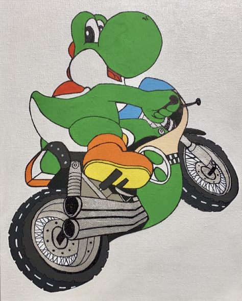 Selfmade Acrylic Painting Yoshi Yoshi Painting, Yoshi Drawing, Dope Cartoons, Friends Picture, Kirby Art, Easy Paintings, Friend Pictures, Kirby, Japanese Art