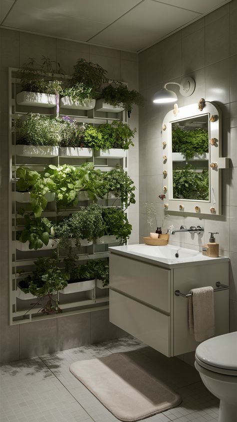 Elevate your bathroom aesthetics with a stunning herb garden creatively mounted on a LILLÅNGEN shelf! This fresh addition not only enhances the space but also brings a touch of nature indoors. Paired with the sleek GODMORGON vanity and a soft TOFTBO bath mat, this setup radiates calmness. The whimsical STORJORM mirror with integrated lighting adds character, while gentle overhead lights create a serene spa-like ambiance. Ready to refresh your bathroom? Click to explore more ideas and bring tranquility into your home! #BathroomInspo #HerbGarden #IKEAStyle #HomeDecor #SpaVibes #PlantLovers #InteriorDesign Godmorgon Vanity, Plants In Bathroom, 2024 Healing, Indoor Garden Apartment, Plants Bathroom, Ikea Style, Healing House, Integrated Lighting, Bathroom Aesthetics