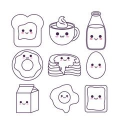 Cute Simple Stickers, Cute Little Doodles Simple, Kawaii Breakfast, Doodles Kawaii, Cute Cartoon Food, Griffonnages Kawaii, Kawaii Panda, Kawaii Illustration, Cute Food Drawings