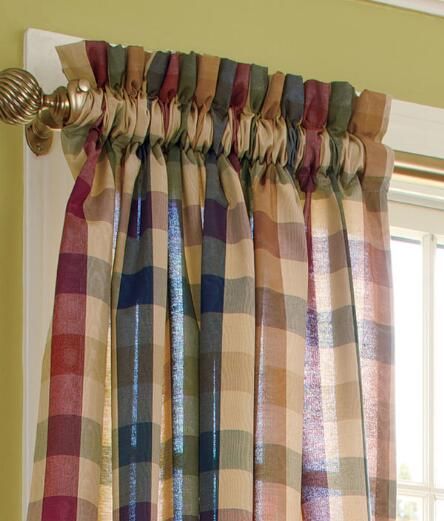 Moire Plaid Rod Pocket Curtains - Ginger/Jewel - Pair Blue Checked Curtains, Store Curtains, Gingham Curtains, Check Curtains, Plaid Curtains, Pocket Curtains, English Country Decor, Vermont Country Store, Country Stuff