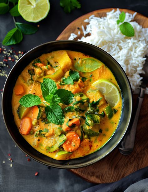 Curry de légumes au lait de coco pour 4 personnes - Recettes - Elle à Table Plat Healthy, Vegetarian Curry, Buddha Bowl, Delicious Vegetarian, Healthy Life, Veggie Recipes, Savoury Food, Vegan Vegetarian, Vegan Recipes