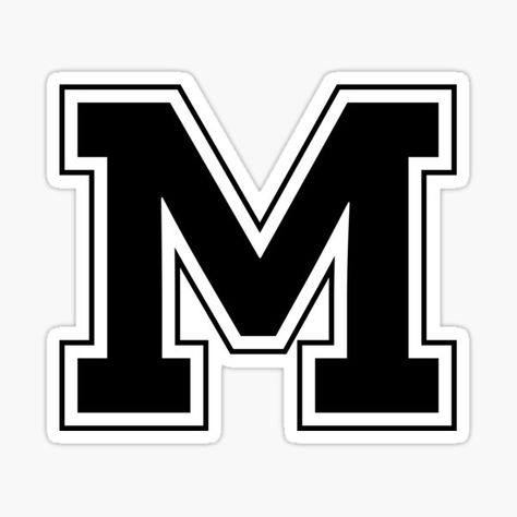 M Varsity Letter Gifts & Merchandise for Sale | Redbubble M Lettering Design, M Fonts Design, M Letter Design, M Sticker, Calligraphy Letters Alphabet, Dark Gothic Art, Photo Cake Topper, Kindergarten Reading Worksheets, M Letter