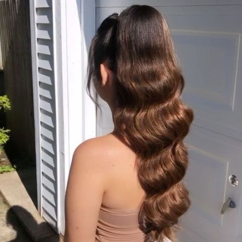 Blerime Dauti on Instagram: "Super long, high ponytail on the sweetest @aurorauseini for her bridal shower 👰‍♀️ 💍 Hair by @hairbyblaire12 Using @ayancouture extensions Makeup by @albana.mua •high ponytail | long ponytail #longhair #ponytail #bridalshower #bridalhair #partyhair #bride #engaged #curls #waves #hollywoodwaves #weddingseason #makeup #makeuplooks" Long High Ponytail, Hollywood Curls, Long Ponytail, Shower Hair, Hollywood Waves, High Ponytail, High Ponytails, Party Hairstyles, Wedding Season