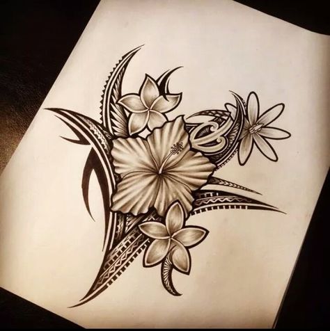 Polynesian Flower Tattoo Designs, Samoan Flower Tattoo, Hawian Flower Tattoos Women, Polynesian Hip Tattoos Women, Theigh Tattoos, Tahitian Tattoo, Frangipani Tattoo, Women’s Polynesian Tattoo, Polynesian Tattoo Sleeve