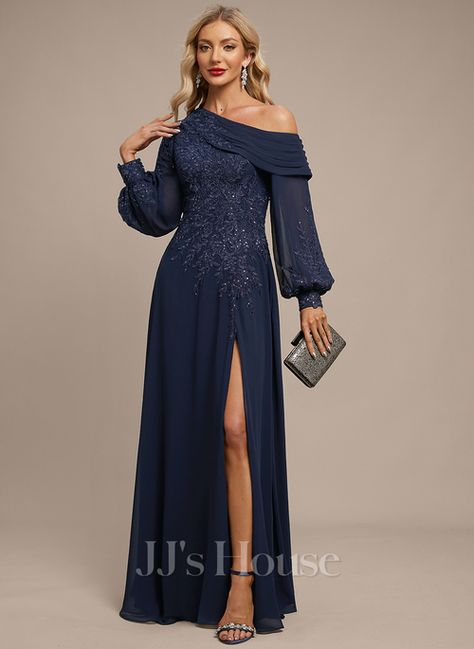 JJ's House Evening Dresses (288723) | JJ's House Aline Dress Formal Long Sleeve, Mother Of The Bride Dresses With Sleeves, Black Tie Winter Wedding Guest Dress, Winter Formal Dresses Long Sleeve, Winter Gala Dress, Jj House Dresses, Elegant Black Tie, Jjs House, Sun Dress Casual