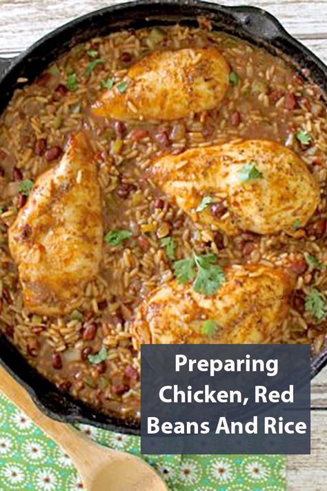 Preparing Chicken, Red Beans And Rice Crockpot Red Beans And Rice With Chicken, Chicken With Red Beans And Rice, Red Beans And Chicken Recipes, Chicken Red Beans And Rice, Cajun Red Beans, Dinners Ideas, Red Beans Rice, Buffalo Chicken Dip Easy, Chicken Receipes