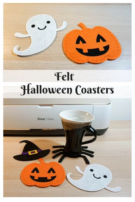 Felt Halloween Decorations, Halloween Felt Crafts, Halloween Coasters, Moldes Halloween, Gradient Butterfly, Room Decor Crafts, Felt Craft Projects, Home Decor Diy Crafts, Halloween Sewing