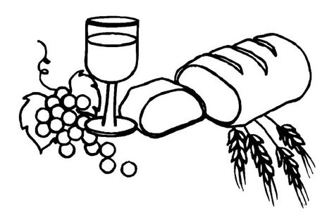 Bread Coloring Page, Bread And Wine, Sunday School Coloring Pages, Sketch Template, Open Table, Pages To Color, Bible Lessons, Wine Colored, Coloring Pictures