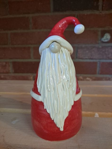 Handmade pottery Santa gnome Ceramic Santa Claus, Pottery Santa, Clay Building, Santa Village, Clay Gnomes, Christmas Pottery, Pottery Angels, Ceramic Projects, Making Pottery