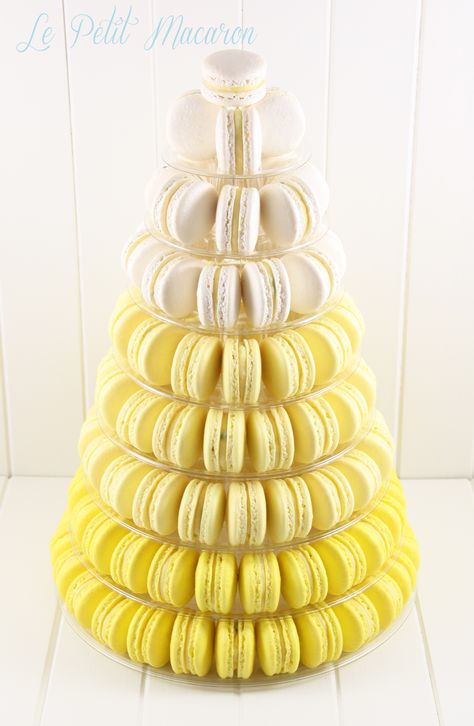 Ombre Yellow Macaron Tower Le Petit Macaron Macaron Tower Birthday, Yellow Macaroons, Yellow Macarons, Gold Macaron, Macaroon Wedding Cakes, Apricot Wedding, Macaroon Tower, Macaroon Cake, Wedding Macarons