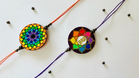 This is handmade Rakhi. And I have used Mandala designs to make it. Mandala Rakhi, Embroidery Rakhi, Home Made Rakhi Ideas, Diy Rakhi Handmade Ideas, Fabric Rakhi, Rakhi Making, Handmade Rakhi, Rakhi Design, Mehndi Images