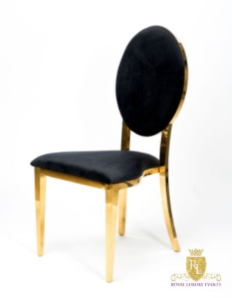 This black & gold velvet dining polished steel frame chair with comfortable black cushion is perfect for any occasions. To rent this item give us a call at  855.769.2558 or email us at info@luxuryeventrentals.com for more information! Luxury Event Decor, Luxury Dining Chair, Black Cushion, Velvet Dining Chair, Black Chair, Black Cushions, Luxury Event, Gold Velvet, Luxury Dining